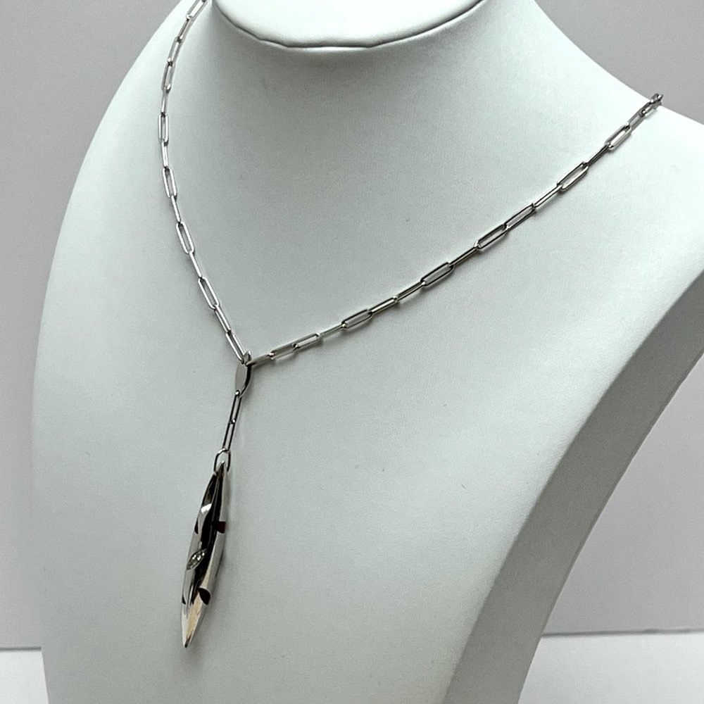❤️SOLD❤️ ITALIAN 18K White Gold La NOUVELLE BAGUE Diamond Pendant Necklace - Picture 9 of 12